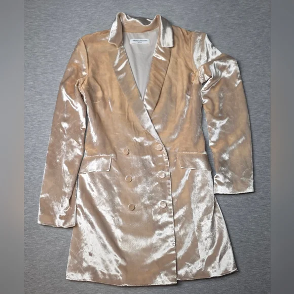 Amanda Upichard X Revolve Velvet Allix Blazer Dress Color Bone Size Small Preppy - Picture 2 of 7